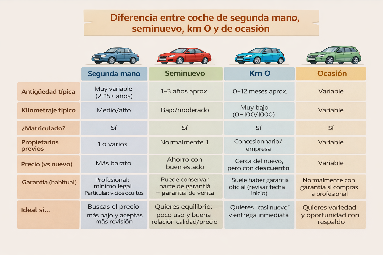 diferencia coche segunda mano, seminuevo, km 0 y ocasión diferencia coche segunda mano, seminuevo, km 0 y ocasión